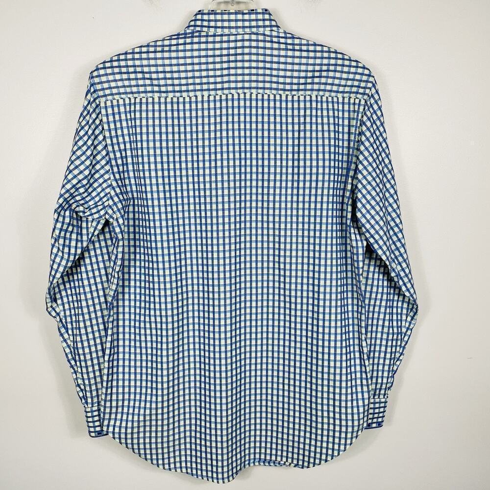 Robert Graham Flip Cuff Shirt Size Medium Blue Plaid Classic Colorful Preppy - Picture 2 of 14